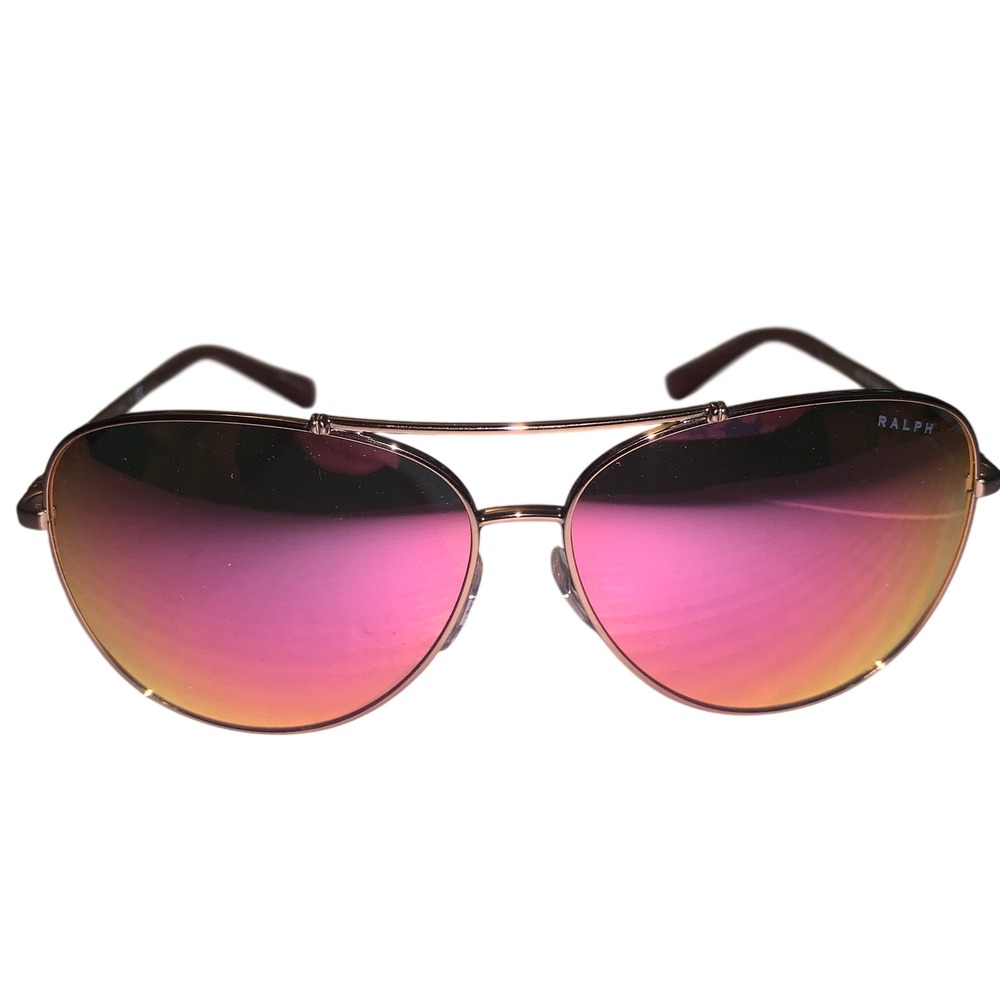 Ralph by Ralph Lauren Rose Gold Aviator Sunglasses Mirror Pink Lens